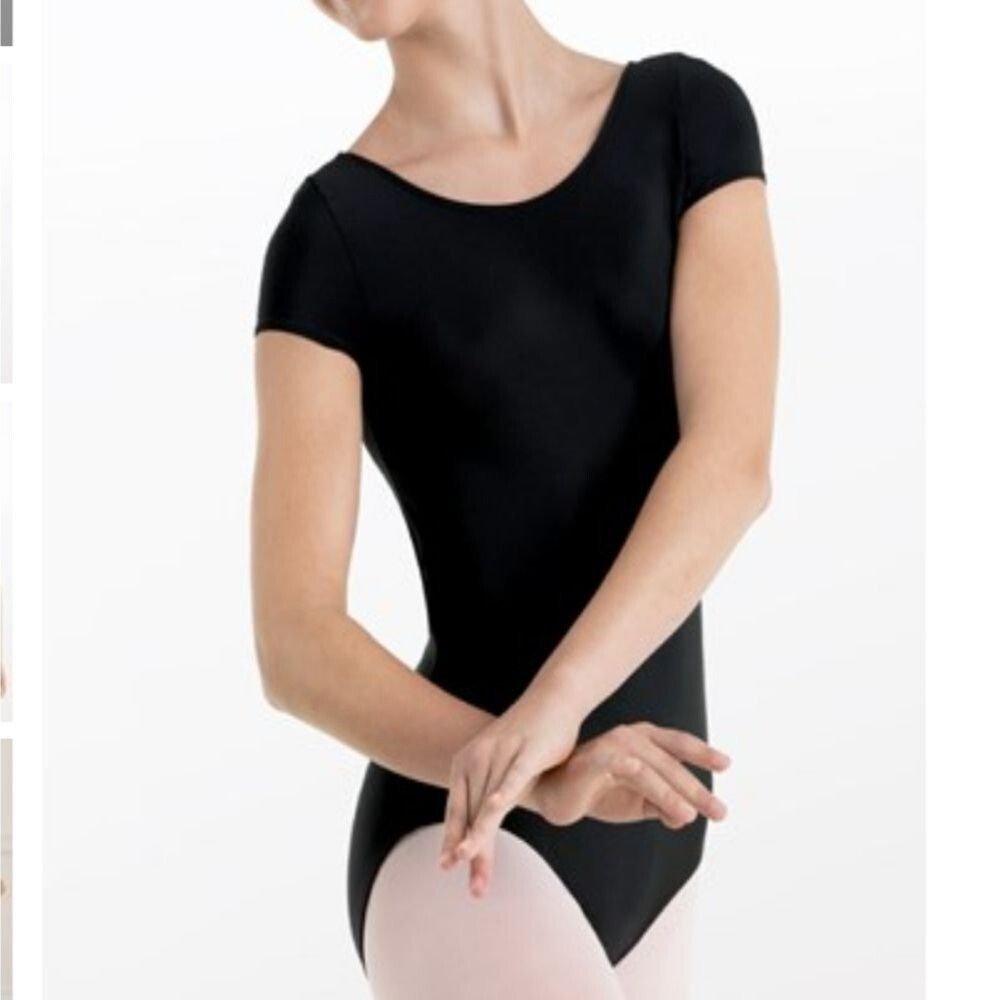 Girls Black Cap Sleeve Leotard 12-14 Classic Ballet